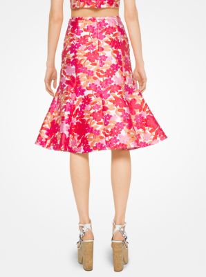 Jupe trompette en jacquard floral