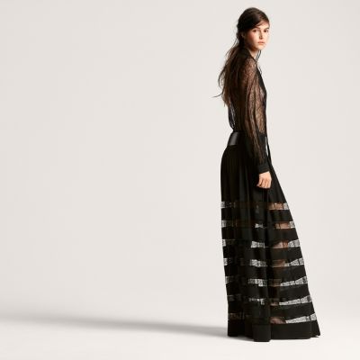 Chantilly Lace and Silk-Georgette Skirt
