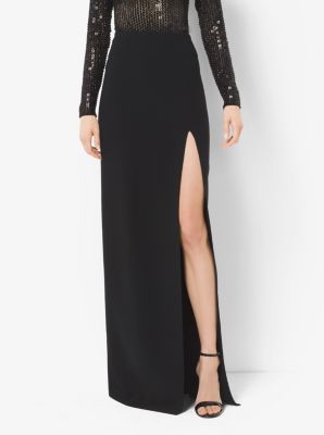 Double-Face Silk and Wool Slit Skirt | Michael Kors Canada