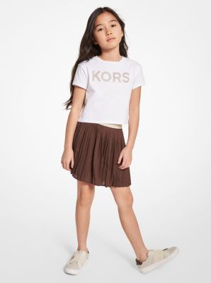 Michael Kors Kids' Girls White & Gold Chain Logo Skirt