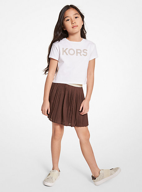 MK Pleated Logo Skirt - Chocolate - Michael Kors