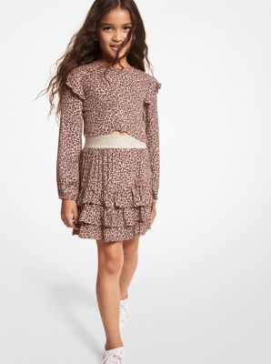 Leopard Viscose Tiered Skirt