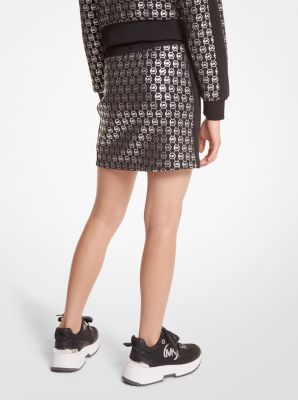 Metallic Logo Stretch Knit Skirt