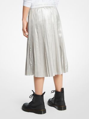 Metallic Pleated Midi Skirt image number 1