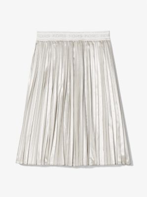 Grey metallic pleated midi skirt best sale