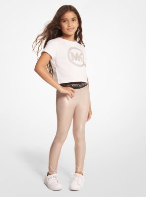 Logo Tape Lam&eacute; Leggings in GOLD | Michael Kors