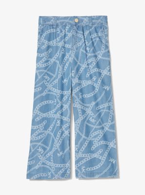 Chain-Link Logo Print Chambray Pants image number 2