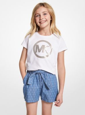 Camiseta de algod&oacute;n con logotipo de lentejuelas in BLANCO | Michael Kors