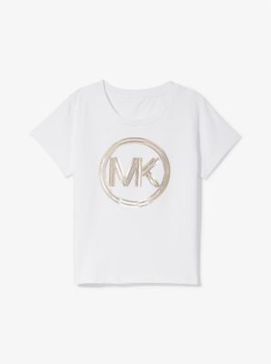 Camiseta de algod&oacute;n con logotipo de lentejuelas in BLANCO | Michael Kors