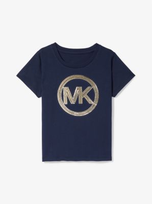 Sequined Logo Cotton T-Shirt