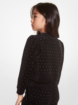 Pull molletonn&eacute; en velours orn&eacute; de cristaux in NOIR | Michael Kors