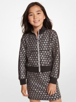 Metallic Logo Stretch Viscose Track Jacket