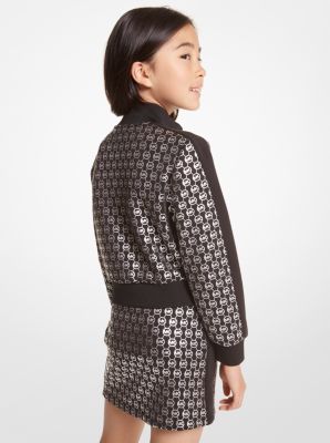 Metallic Logo Stretch Viscose Track Jacket