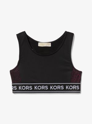Michael Kors Logo Tape Stretch Knit Tank Top in Black
