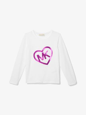 T-shirt van elastische katoenjersey met hartvormig logo image number 2