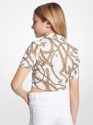 Chain-Link Logo Print Woven Blouse image number 1