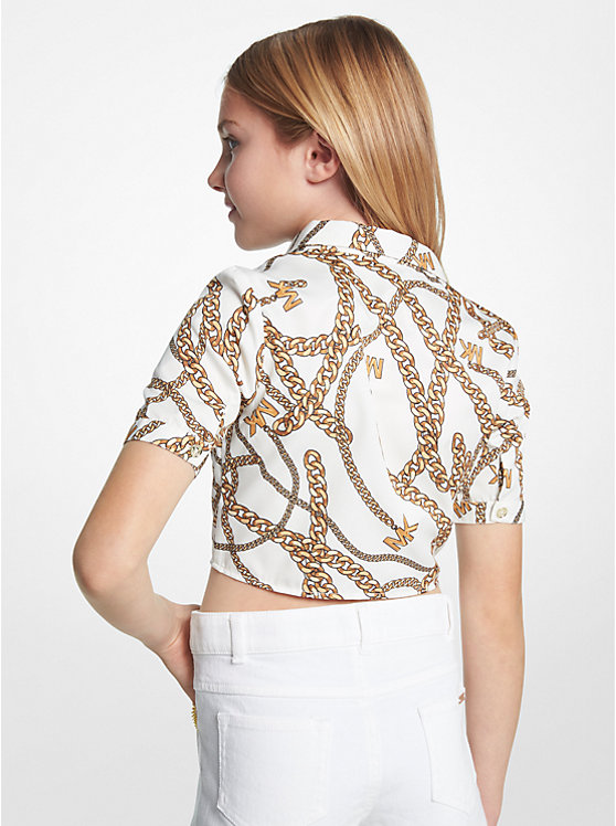 Chain-Link Logo Print Woven Blouse image number 1