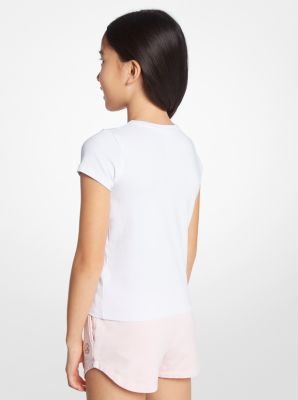 Printed Stretch Cotton T-Shirt in WHITE | Michael Kors