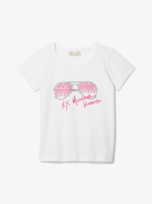 T-shirt en coton extensible &agrave; imprim&eacute; in BLANC | Michael Kors