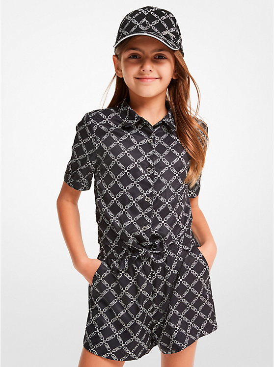 Empire Logo Print Woven Tie-Front Blouse image number 0