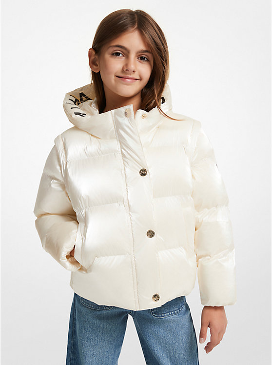 Metallic Quilted Convertible Puffer Jacket image number 0