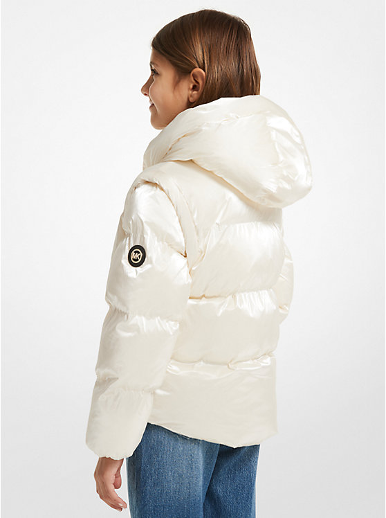 Metallic Quilted Convertible Puffer Jacket image number 1