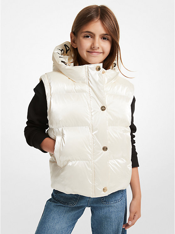 Metallic Quilted Convertible Puffer Jacket image number 2