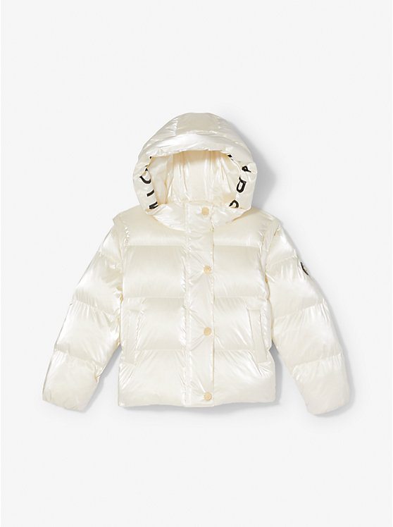 Metallic Quilted Convertible Puffer Jacket image number 3