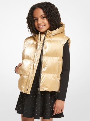 Metallic gold puffer vest best sale