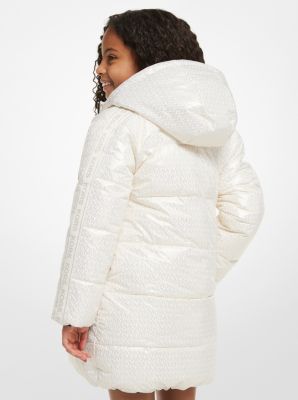 Quilted Metallic Logo Reversible Puffer Coat image number 1