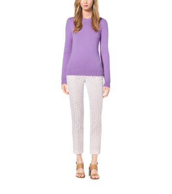 Eyelet-Embroidered Silk-Jacquard Skinny Pants