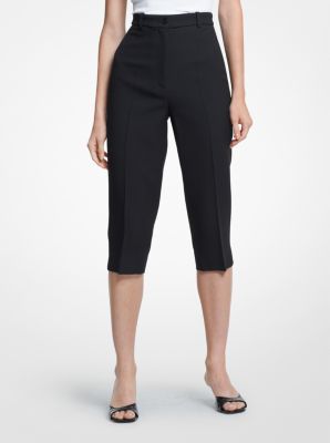 Double Crepe Sablé High-Waist Toreador Pants in NEGRO | Michael Kors