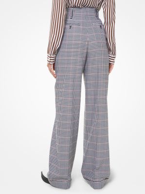 Dogtooth Windowpane Wool Blend Pleated Trousers
