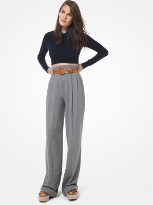 Pleated Stretch Wool Pants image number 0