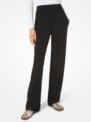 Haylee Stretch Pebble Crepe Flared Trousers