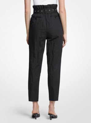 Belted Crushed Cotton Trousers