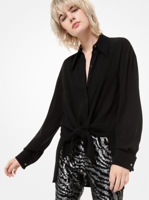 Pantal&oacute;n cigarette de tul con motivo de tigre de lentejuelas in NEGRO | Michael Kors