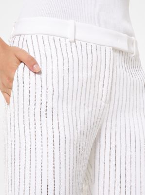 Pantalone in doppio crêpe sablé con motivo gessato e cristalli Swarovski® image number 2