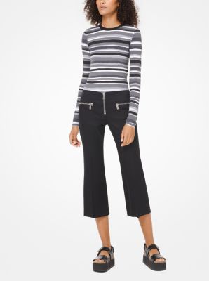 Cotton-Twill Cropped Pants in BLACK | Michael Kors