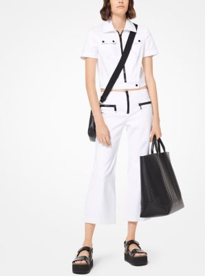 Cotton-Twill Cropped Pants