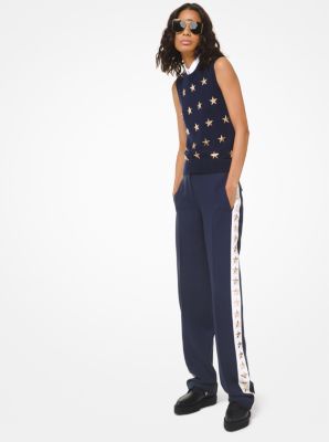 Star Embroidered Double Crepe Sablé 