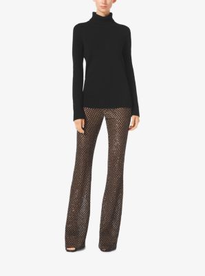 Sequined Mesh Flared Pants