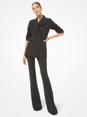 Charlie Pinstripe Stretch Wool Flared Pants