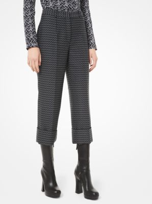 Deco Herringbone Wool Cuffed Trousers | Michael Kors