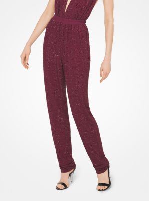 Crystal-Embroidered Matte-Jersey Pants image number 0