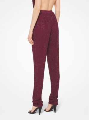 Crystal-Embroidered Matte-Jersey Pants image number 1