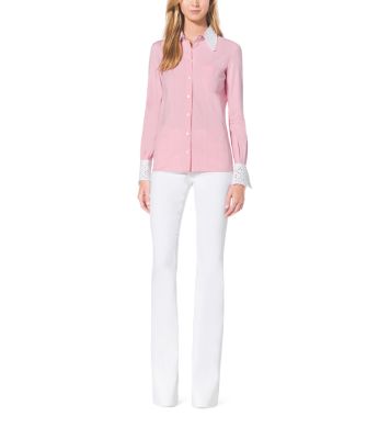 Washed Stretch-Cotton Bell Bottoms