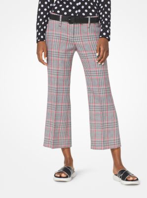 Plaid Wool Cropped Trousers