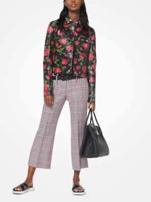 Plaid Wool Cropped Trousers