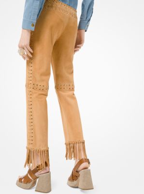 Whipstitch Suede Fringe Pants